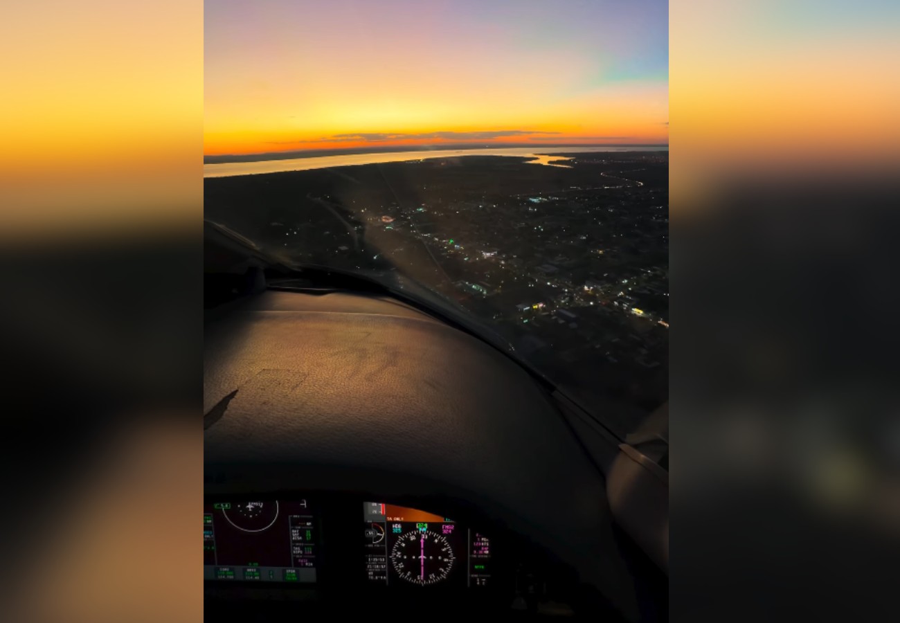 Piloto registra pôr do sol em Palmas antes de pouso e vídeo chama atenção nas redes sociais; assista