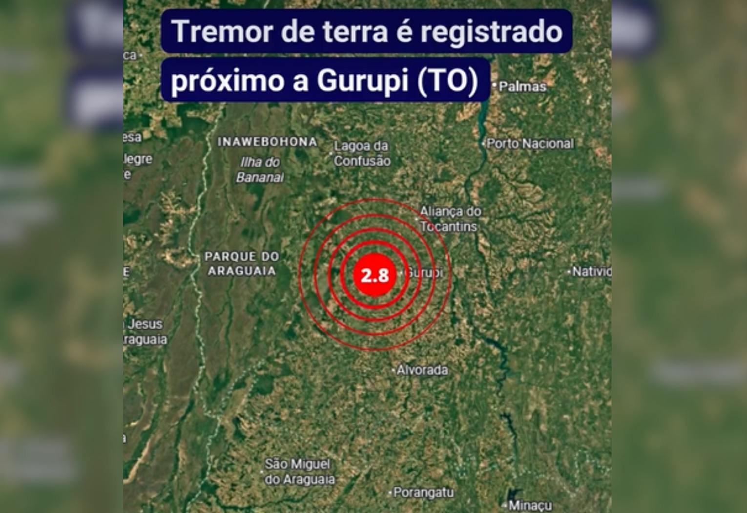 Tremor de magnitude 2,8 registrado no  TO é relativamente comum no país, diz RSBR